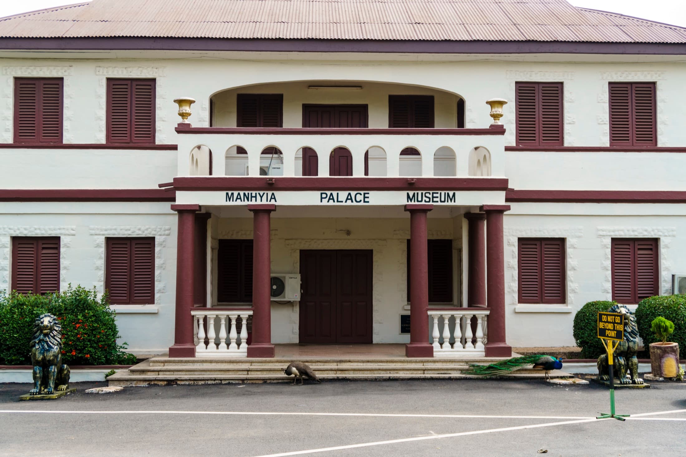 The entrance facade of Manhyia Palace Museum, seat of the Asantehene in Kumasi