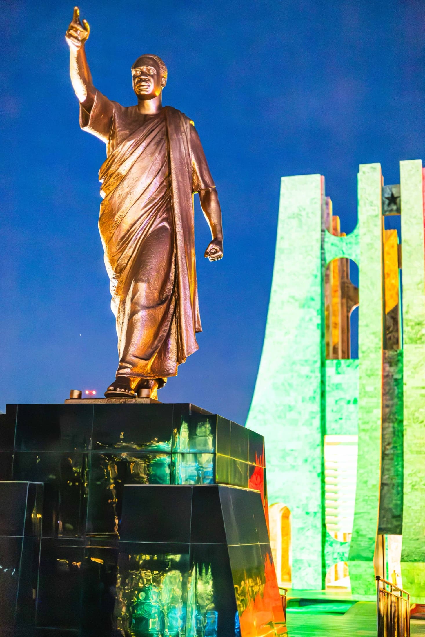 The bronze statue of Kwame Nkrumah at his mausoleum and memorial park in Accra