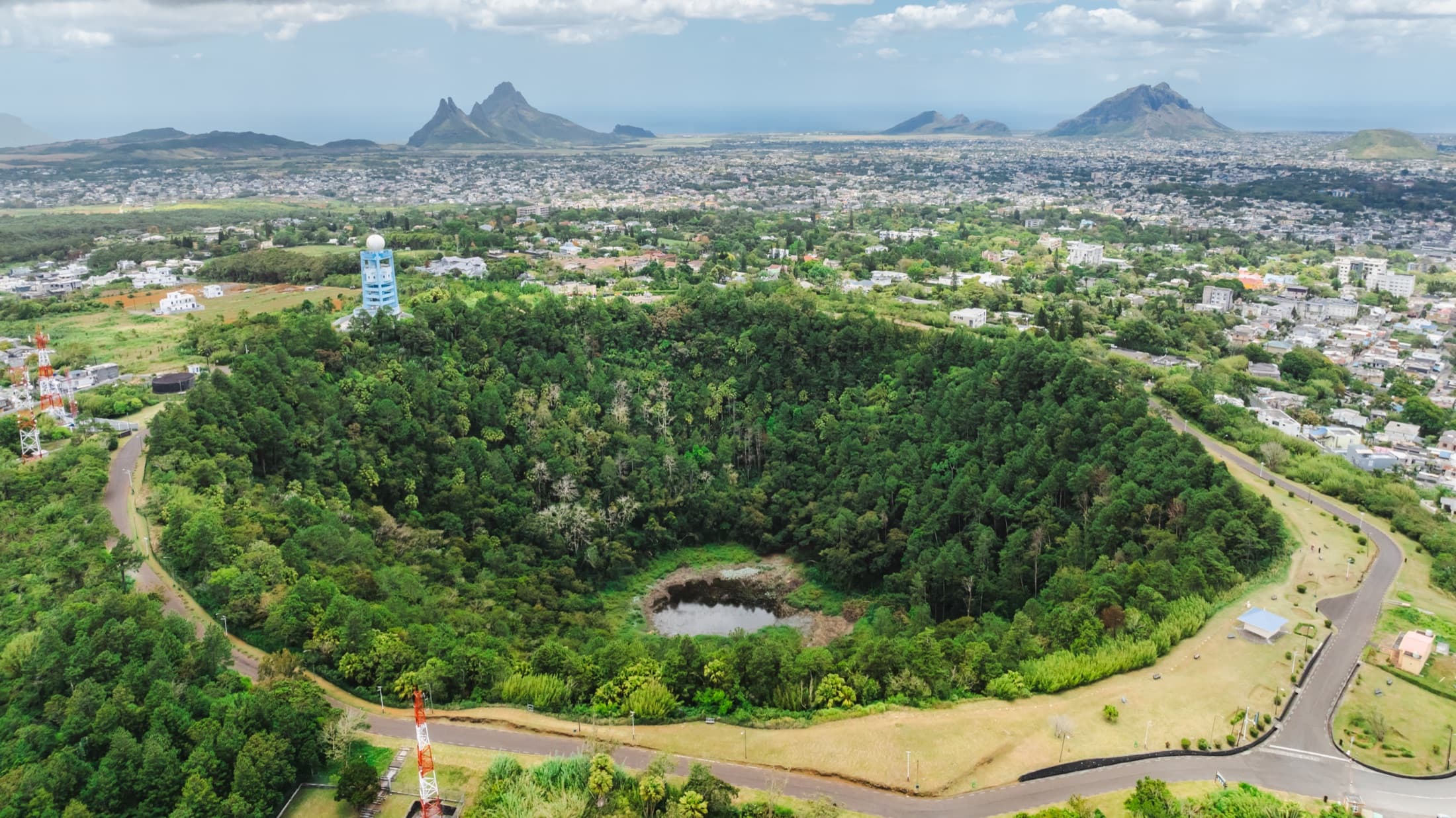 Trou aux Cerfs, the dormant volcanic crater in Curepipe, Mauritius