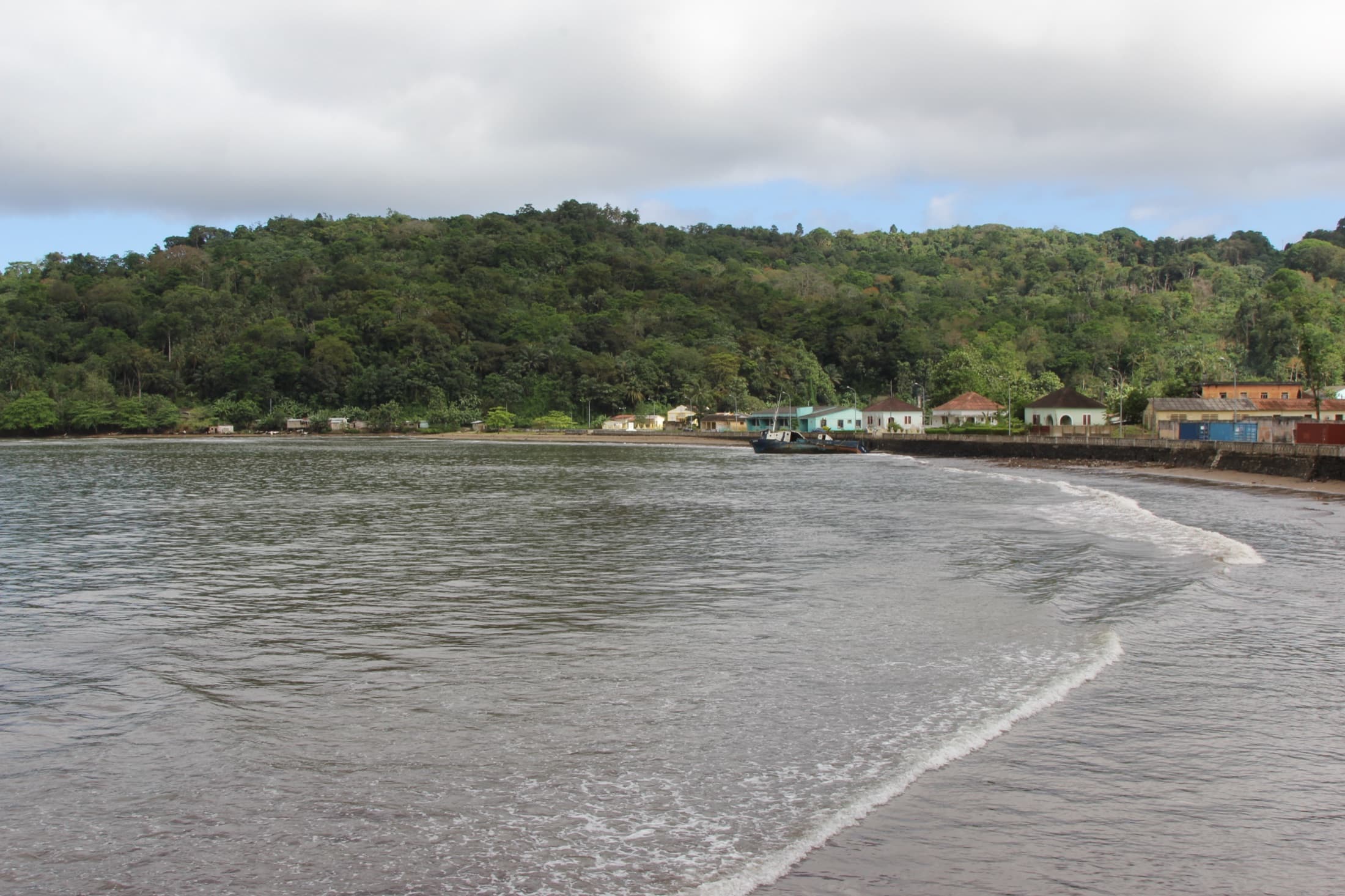 Santo António, the small capital town of Príncipe island, seen along its coastline