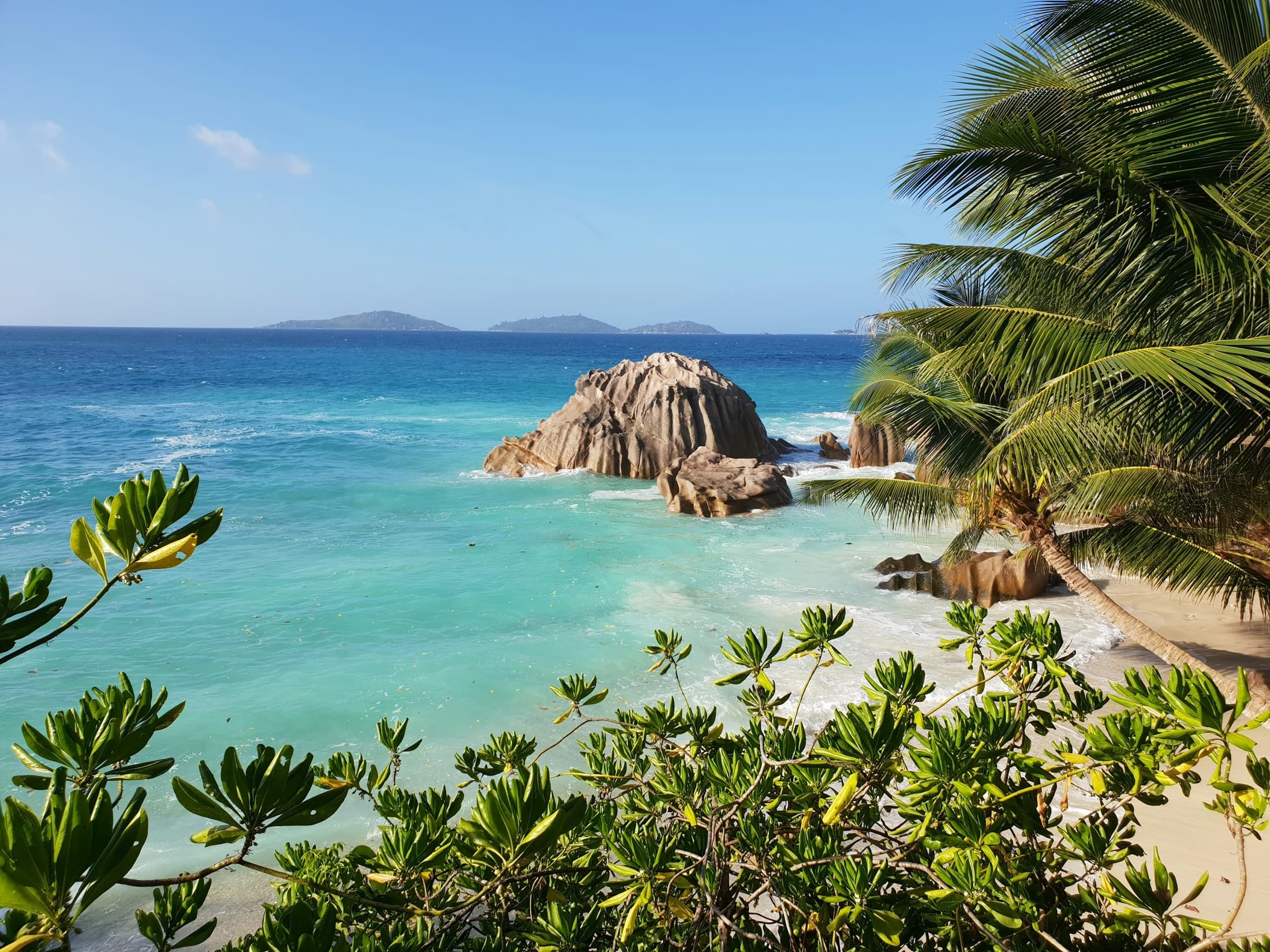 Large granite boulders typical of La Digue's coastline, Seychelles