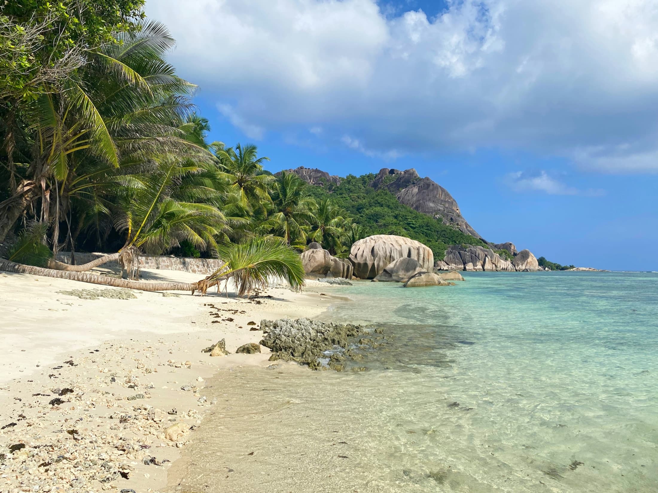 Granite boulder beach landscape in La Digue and Inner Islands, Seychelles