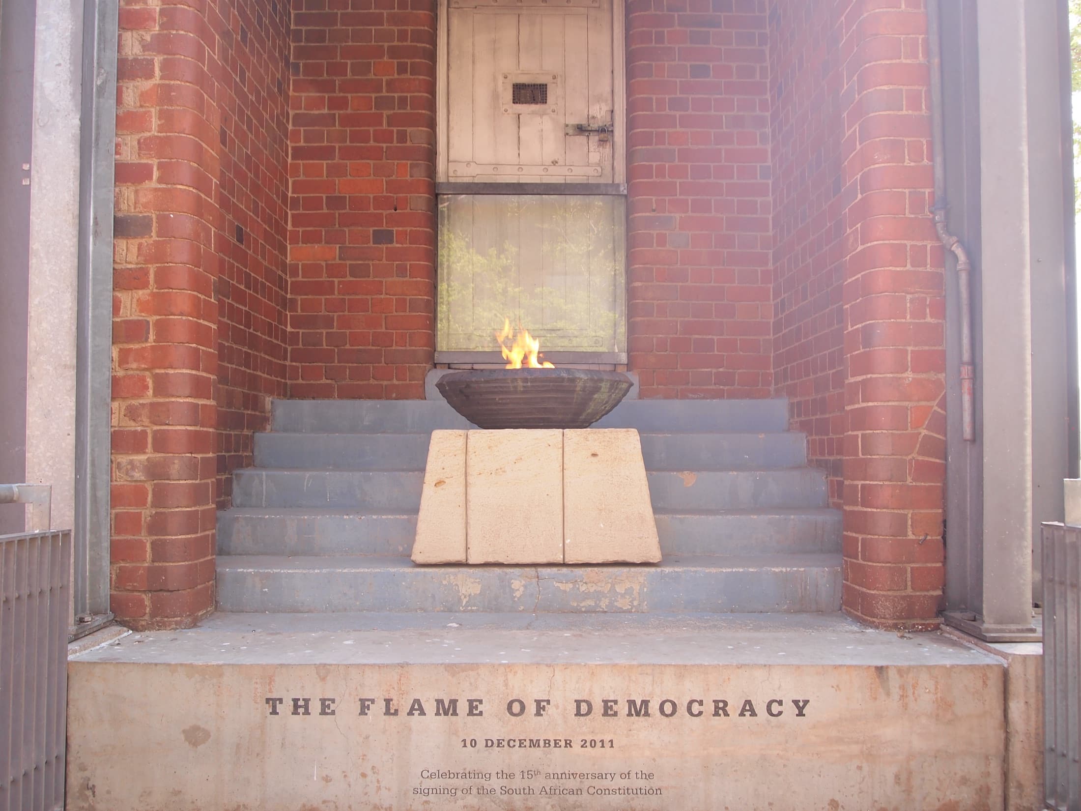 The eternal flame burning on Constitution Hill in Johannesburg, South Africa